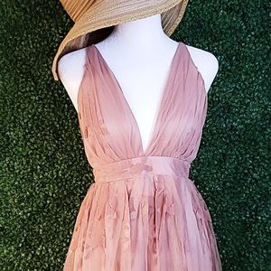 Blush Dress, Maxi Dress, Backless Dress, Flowy